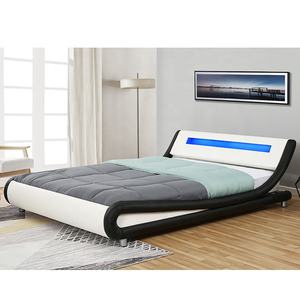 سرير من الجلد بتصميم إيطالي من ويلسون على شكل إنزو مع إضاءة ليد سرير خشبي حجم مزدوج مع لوح طري أثاث منزلي - Product Image 2