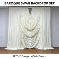 ANNIELU Rideaux drapés baroques en spandex ivoire préfabriqués, ensemble de 7 pièces pour la décoration de plafond de cérémonie de mariage et de scène
