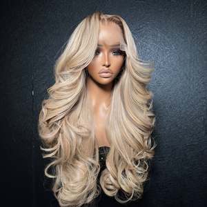 13*4 HD đầy đủ ren phía trước tóc con người glueless 9*6 ren đóng cửa Tóc Giả M chân tóc nổi bật tro tóc vàng Việt Nam tóc Ombre # 1B - Product Image 3