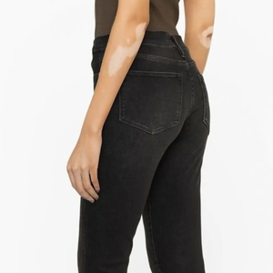 Jeans Ajustados de Cintura Alta para Mujer, Elásticos, Modernos, con Dobladillo Irregular, Botones, Largos, con Bolsillos, Estilo Sexy y Oscuro - Product Image 5