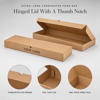 Boîte à pizza en carton ondulé kraft extra longue personnalisée en gros avec couvercle à charnière, rabats latéraux et encoche pour le pouce pour l'emballage alimentaire à emporter