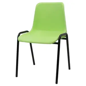 ขายส่งเก้าอี้ประชุมพลาสติกสีเขียววางซ้อนกันได้ราคาไม่แพงพร้อมโครงโลหะ