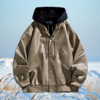 Veste en cuir pour homme, coupe-vent, à capuche, bomber, personnalisée, imperméable, pour moto, en PU, rétro, décontractée, chaude, pour l'hiver