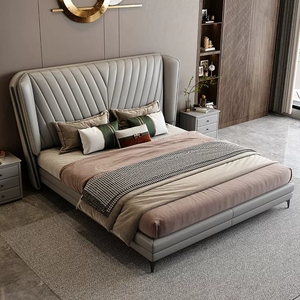 <span class=keywords><strong>Lit</strong></span> en cuir léger de luxe moderne et minimaliste, mobilier de chambre à coucher, lits rembourrés - Product Image 4