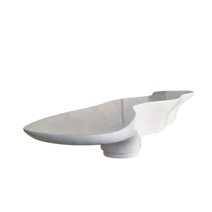 Bureau de réception ovale en fibre de verre, blanc brillant, mobilier de bureau commercial, design contemporain - Product Image 5