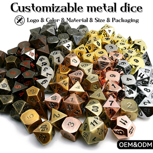 Juego de Dados de Metal de Aleación de Zinc Personalizables, Dados Poliédricos para Juegos de Rol de <span class=keywords><strong>Dungeons</strong></span> & <span class=keywords><strong>Dragons</strong></span> - Product Image 1