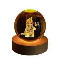 Belight Boule de cristal 3D de 2,3 pouces en verre gravé et poli, veilleuse décorative, souvenir pour anniversaire, mariage, ou nouvel emménagement