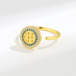 Anillo <span class=keywords><strong>de</strong></span> extremo abierto <span class=keywords><strong>de</strong></span> circonita azul y blanca Nicho Minimalista Spinning Anti <span class=keywords><strong>Ansiedad</strong></span> Anillos <span class=keywords><strong>de</strong></span> mujer - Product Image 4