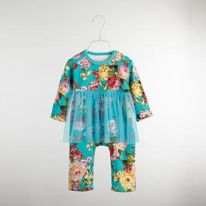 Wholesale Baby Clothing Long Sleeve Toddler Baby <b>Girl</b> Floral Romper With Lace <b>Tutu</b> <b>Skirt</b> - Product Image 2