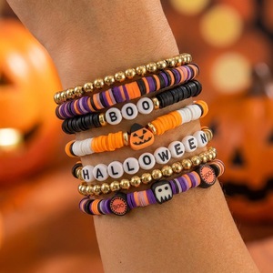 Lot <span class=keywords><strong>de</strong></span> Bracelets Extensibles pour Enfants, Thème Halloween : Citrouille Effrayante, Crâne et Perles Lettres – Idéal Cadeau <span class=keywords><strong>de</strong></span> Fête, Bijoux <span class=keywords><strong>de</strong></span> Collection - Product Image 4