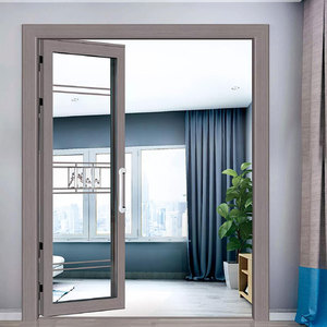 Hiện đại ngoài trời bên ngoài hai Bảng điều khiển nhôm PD/PT đôi lá gấp Swing cửa hoàn thành phía trước nhập cửa trượt trang trí - Product Image 1