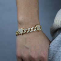 Bracelet en zircon en forme de cœur de 11 mm, tendance hip-hop, fournisseur en gros, bracelet pour femmes