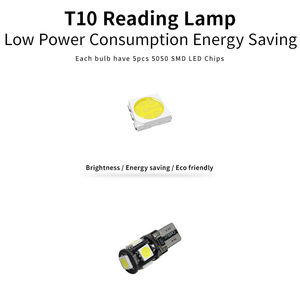 หลอดไฟรถยนต์ T10 Canbus สีขาว น้ำเงิน แดง 5 SMD 5050 LED รุ่น W5W 194 168 ป้องกันไฟแจ้งเตือนความผิดพลาด DC 12V หลอดไฟแบบ Wedge พร้อมตัวถอดรหัสสัญญาณไฟเลี้ยว - Product Image 2