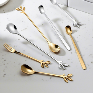 Cuchara y Tenedor de Acero Inoxidable de Alta Calidad, Lujosos, Plateados y Dorados, con Mango Largo, para Regalo, para Té y Café, 13cm/15cm/17cm - Product Image 2