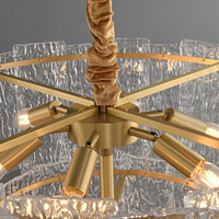 Lustre LED rectangulaire en verre transparent et cuivre, hauteur réglable, pour restaurant, salon, cuisine, maison