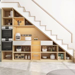 Modern Minimalist European <b>Sideboard</b> Solid Wood Smooth Finish Eco-Friendly Soft Closing Drawers Open Storage Compartments Tidy - Product Image 3