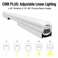 Profil LED réglable CMB PLUS 20x25.4mm en aluminium 6063 avec lentille PMMA 10-90 °   Angle de faisceau pour l'éclairage encastré et suspendu