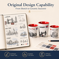 Série Souvenir de la Ville de Londres – Petite Tasse à Vin en Grès sans Anse, Verre à Shot en Céramique – Personnalisation OEM/ODM, Vente en Gros