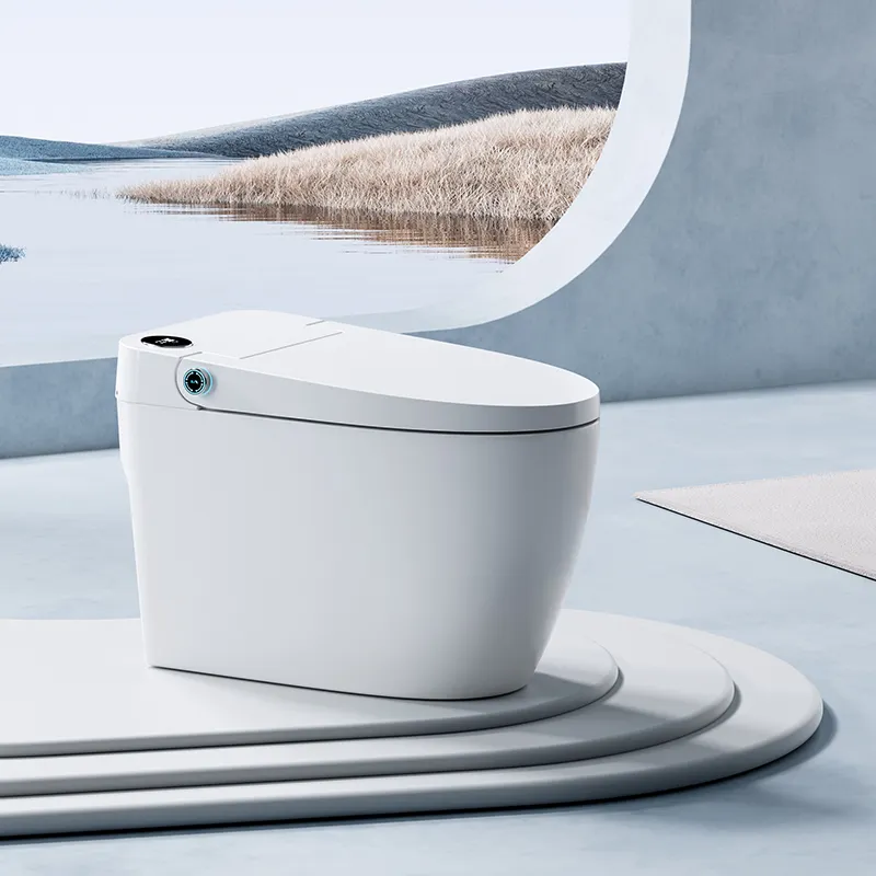 Usine pas cher prix salle de bain p-trap Smart toilette sanitaire toilette monobloc avec siège de couverture chaud