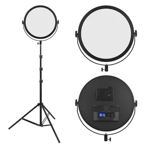 Super Bright Flat Round Panel Lamp Batteries Operated 70W Video Photographic Lighting Kit Shoot Camera Light for Film Live Video
