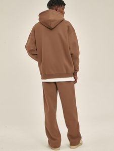 Set di <span class=keywords><strong>felpe</strong></span> con cappuccio con cerniera personalizzata da <span class=keywords><strong>uomo</strong></span> donna Unisex a gamba larga con Logo in rilievo di alta qualità in bianco felpa e <span class=keywords><strong>felpe</strong></span> con cappuccio - Product Image 4