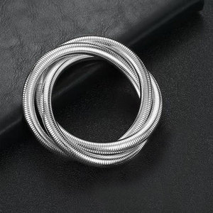 Bracciale a Catena Larga a Serpente Elastico da Donna, Tonalità Oro e Argento, Gioielli Moda Impilabili - Product Image 2