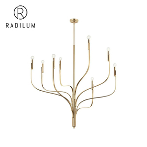 Lustre Moderne Bio-énergétique Livadia, Luxe Nordique, Grand Foyer, Laiton, 8 Lumières LED, Candelabre à <span class=keywords><strong>Branches</strong></span>, Suspension pour Plafond Haut - Product Image 1