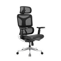 Chaise de bureau ergonomique moderne à dossier haut, dossier divisé, appui-tête réglable, soutien lombaire flexible, pivotante en alliage d'aluminium