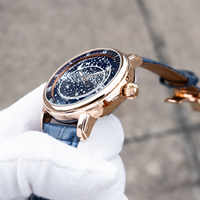 Montre analogique mécanique automatique, design ajouré, cadran ciel étoilé, étanche 50m, acier inoxydable, fermoir papillon, montre pour homme