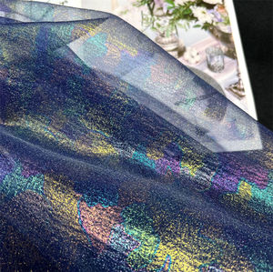 Haut de gamme personnalisé bronze métallique miroitant scène performance robe de soirée porter des vêtements de mariée poly <span class=keywords><strong>organza</strong></span> tissu pour mariage - Product Image 3