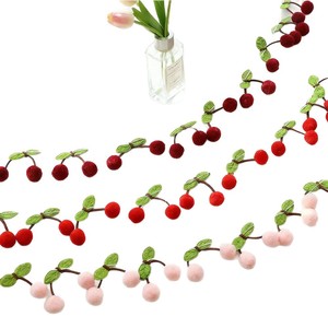 Korean-style Instagram-inspired Faux Cherry Cotton Pom-pom <b>Garland</b> Bunting China-made No Printing for DIY Room Bedroom Wall - Product Image 5
