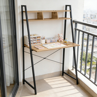 Bureau d'ordinateur minimaliste et peu encombrant, bureau moderne avec cadre en métal, table de travail avec étagère pour la maison, le bureau ou l'utilisation d'un ordinateur portable