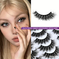 Faux cils YUCAGCI faits main, 20 paires, tige en coton noir, volumineux, épais, recourbés et frisés, pour maquillage de scène