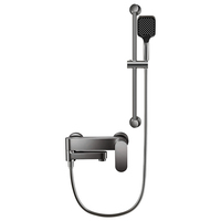 Ensemble de douche noir mat pour hôtel, 3 modes, pommeau de douche pluie, douchette à main, bec de baignoire, mitigeur chaud/froid, vente en gros usine