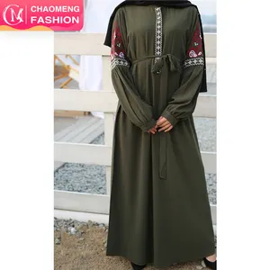 6267 # двойная шифоновая ткань с вышивкой с длинным рукавом Макси повседневные мусульманские женские платья