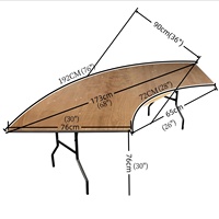 Table de banquet ronde creuse de 244 cm avec plateau en contreplaqué, design pliant en bois serpentin, disposition circulaire fermée pour 4 tables