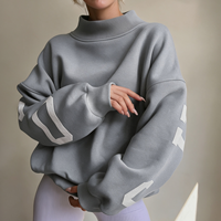 Sweat-shirt personnalisé pour femme à col montant, col à nœud, en molleton de coton épais, coupe oversize