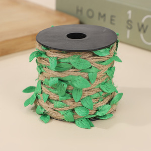 Corda di Juta Naturale con Foglie Verdi Artificiali 10M, Filo per Artigianato Fai-da-Te per Decorazioni Floreali di Matrimoni, Feste, Giardini e Casa - Product Image 3