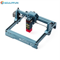 SCULPFUN C1 3W Grabador Láser Pequeño, Cortador CNC, Máquina de Grabado Láser para Acero Inoxidable, Madera, Metal, Acrílico, Cuero