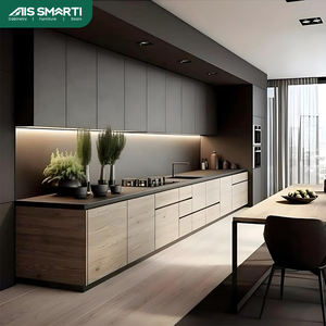 As SMARTI Premium Set di mobili da cucina di lusso <span class=keywords><strong>laccato</strong></span> <span class=keywords><strong>nero</strong></span> finitura di stoccaggio completo controsoffitto in marmo <span class=keywords><strong>MDF</strong></span> per appartamento - Product Image 2