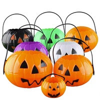 Décoration d'Halloween : Seau citrouille pliable 2-en-1 (Grand, Moyen, Petit) en PP pour bonbons