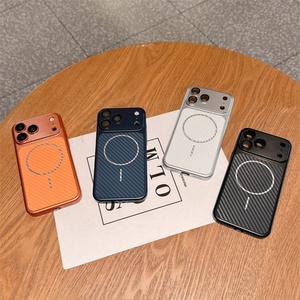 Funda Magnética Mate con Textura de Fibra de Carbono para iPhone 17 13 14 15 16 Pro Max con Protector de Lente de Vidrio y Cubierta Rígida - Product Image 3