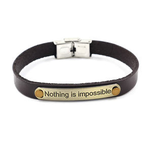 LOGO incisione Laser <span class=keywords><strong>niente</strong></span> è impossibile bracciale in pelle per gli uomini - Product Image 5