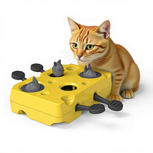 チーズシェイプインタラクティブペットパズルおもちゃトリートディスペンサー付き猫犬用モグラゲームペット製品 - Product Image 1