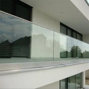 Tanpa Bingkai Balustrade Aluminium U Channel Kaca Tempered Panel Pagar