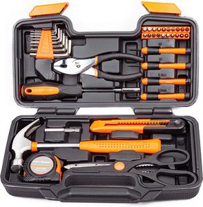 39 Piece Tool Set General Household Hand Kit with Plastic Toolbox Storage Case Orange