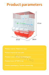 GA-2460 Bird Cage 4 Food Boxes Included Mix Color Thick Wire Parrot Cage - Product Image 4