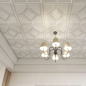 Hiện đại PVC 3D nghệ thuật vuông gạch Trần không thấm nước khuôn-proofnatural Champagne vàng 605*605 Lay-in tấm Trần - Product Image 1