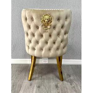 <span class=keywords><strong>Chaises</strong></span> <span class=keywords><strong>de</strong></span> salle à manger européennes <span class=keywords><strong>de</strong></span> luxe modernes en velours avec bouton <span class=keywords><strong>de</strong></span> heurtoir <span class=keywords><strong>de</strong></span> lion Design tufté Pieds en acier inoxydable <span class=keywords><strong>Lot</strong></span> <span class=keywords><strong>de</strong></span> <span class=keywords><strong>6</strong></span> pour table - Product Image 5