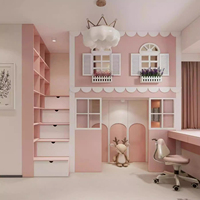 Lit d'enfant avec armoire Castle Tree House Lit superposé avec toboggan Matériau en bois Petit appartement Lit Bureau Armoire Combinaison